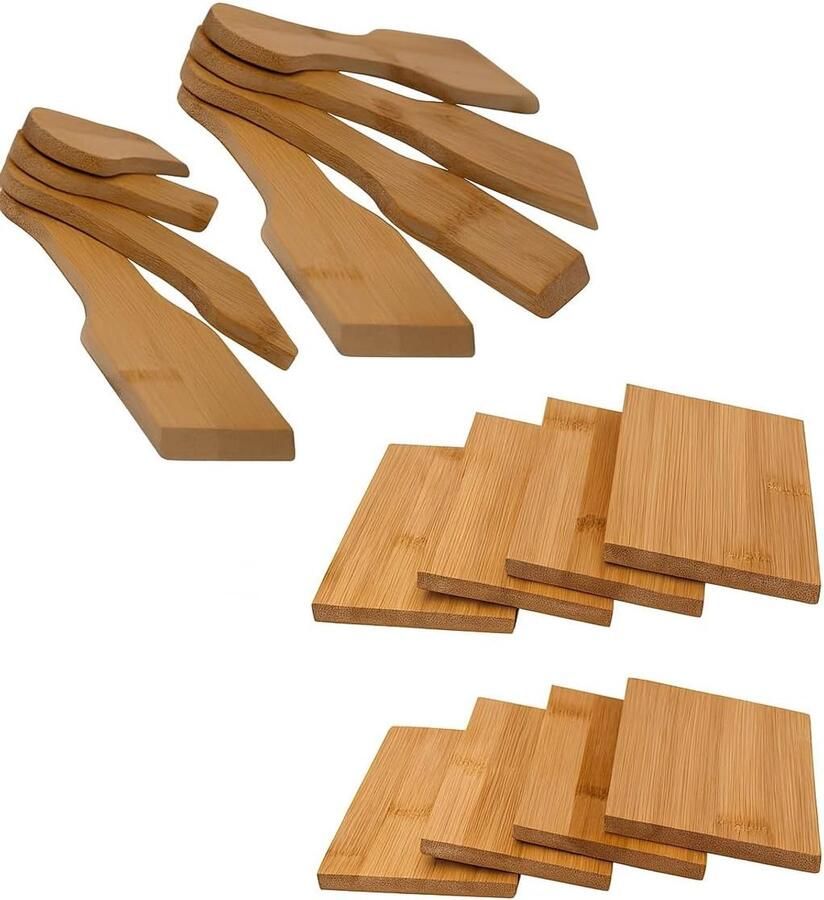 Raclette Accessoires Set Schraper Onderzetters Gezellige Avonden Milieuvriendelijk Bamboe Compact Formaat Natuurlijk Hout