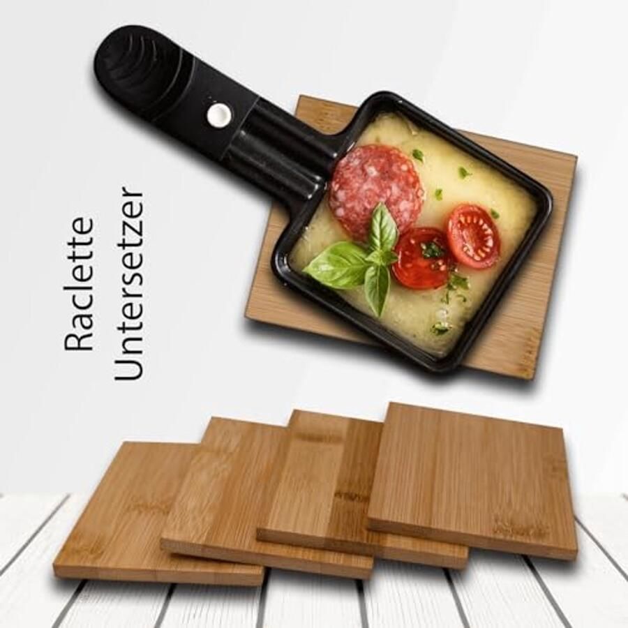 Raclette Accessoires Set van 8 Bamboe Schrapers en Onderzetters Milieuvriendelijk Keuken - Foto 3
