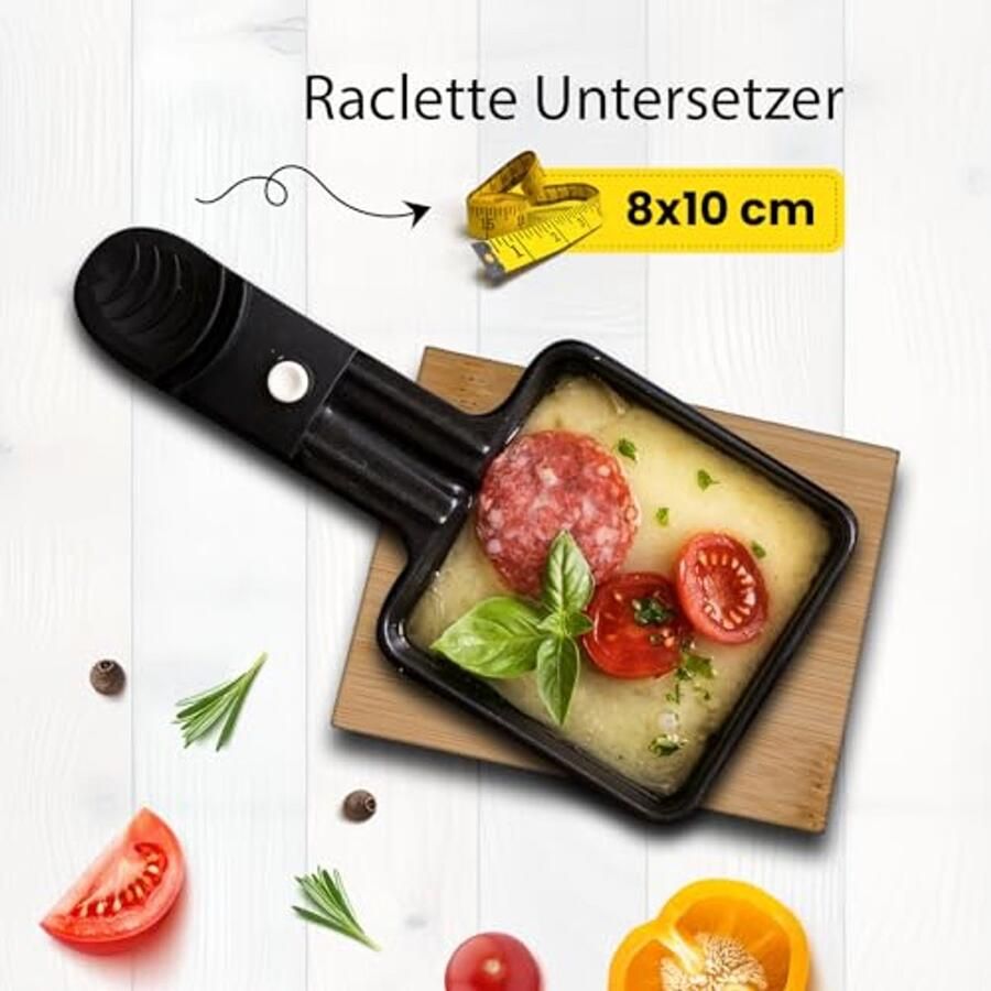 Raclette Accessoires Set van 8 Bamboe Schrapers en Onderzetters Milieuvriendelijk Keuken - Foto 2