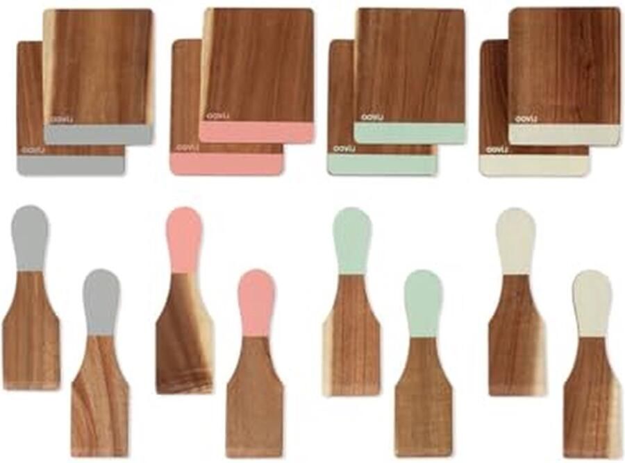 Raclette Accessoireset Spatels en Plankjes Gezellig Tafelen Acaciahout Materiaal 8 Spatels 8 Plankjes Bruin