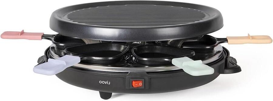 Raclette Apparaat Elektrisch Grillen Gezellig Eten 6 Personen 800 Watt Zwart