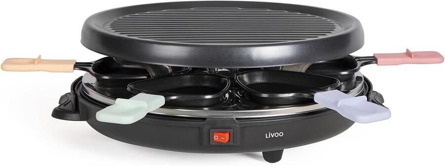 Raclette apparaat Elektrisch grillen Gezellig eten 800 watt vermogen 6 personen Zwart