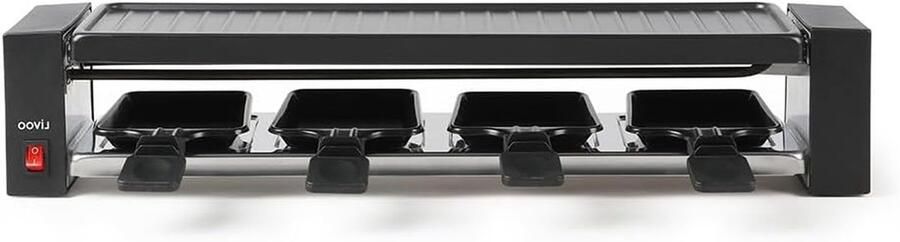 Raclette Apparaat Elektrisch Grillen Gezellig Eten Uitneembare Grillplaat 4 Personen Zwart