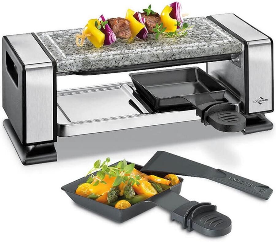 Raclette Apparaat Elektrische Grill Gezellig Eten Inclusief Pannetjes 27.5 cm Zilverkleurig