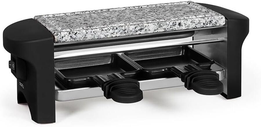 Raclette Apparaat Mini Grill Steengrill Gezellig Eten Granieten Bakplaat 2 personen Zwart