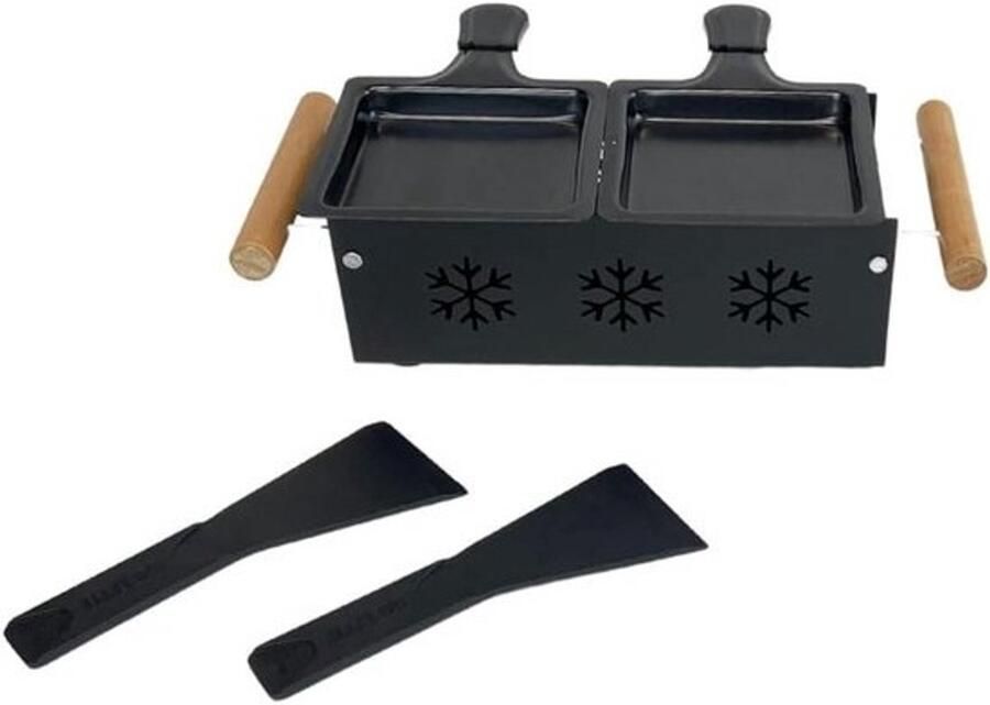 Raclette-apparaat voor 2 personen hout staal nylon 24 5 x 16 x 6 1 cm