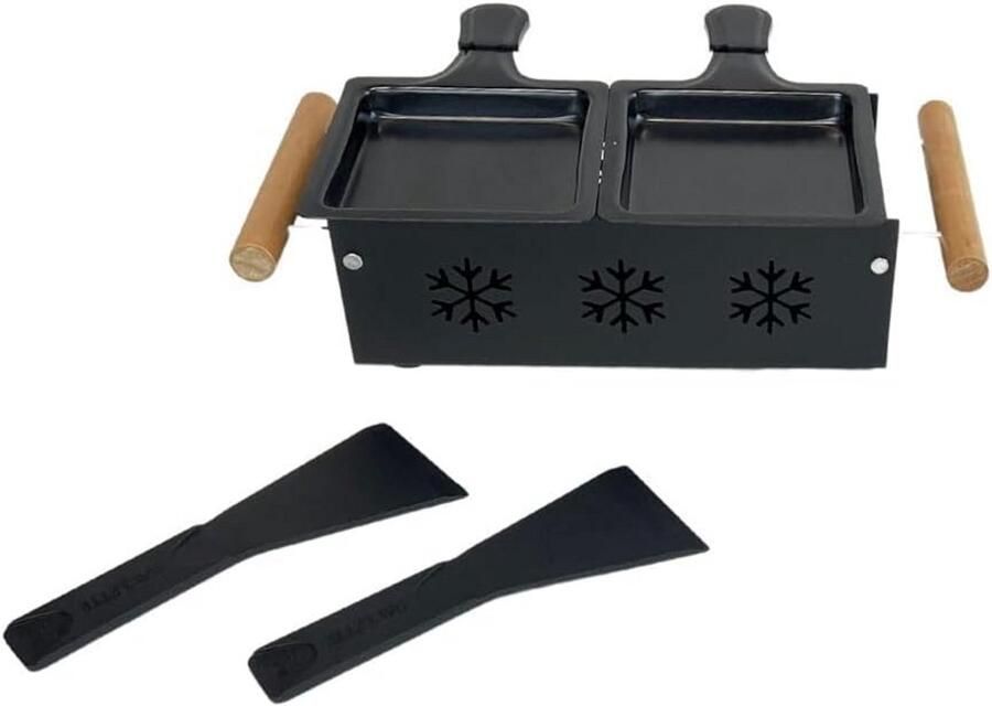 Raclette-apparaat voor 2 personen hout staal nylon 24 5 x 16 x 6 1 cm