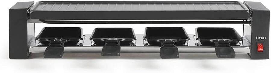 Raclette-apparaat voor 4 personen met afneembare grillplaat en antiaanbaklaag