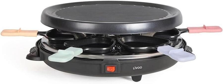 Raclette apparaat Elektrisch grillen Gezellig eten 800 Watt vermogen Voor 6 personen Zwart - Foto 2