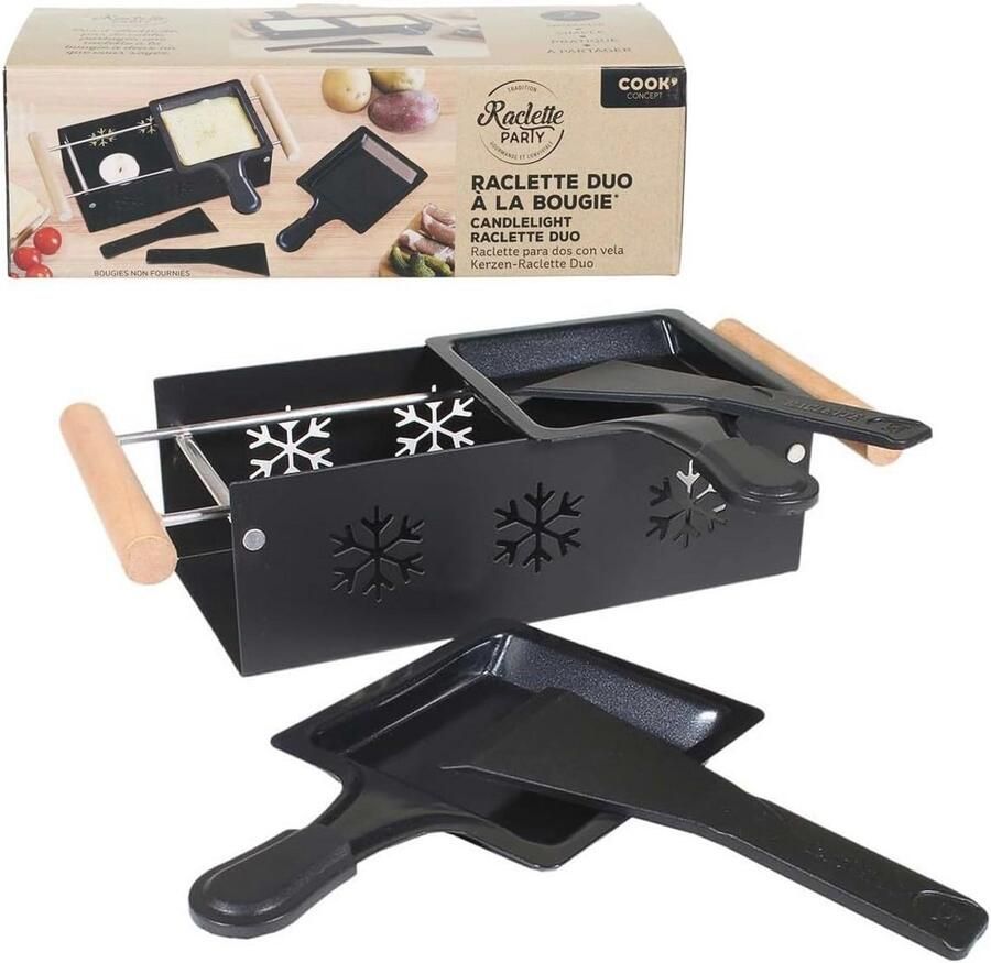 Raclette Duo met Kaars – Ideale Gourmetset voor Thuis en Op Reis
