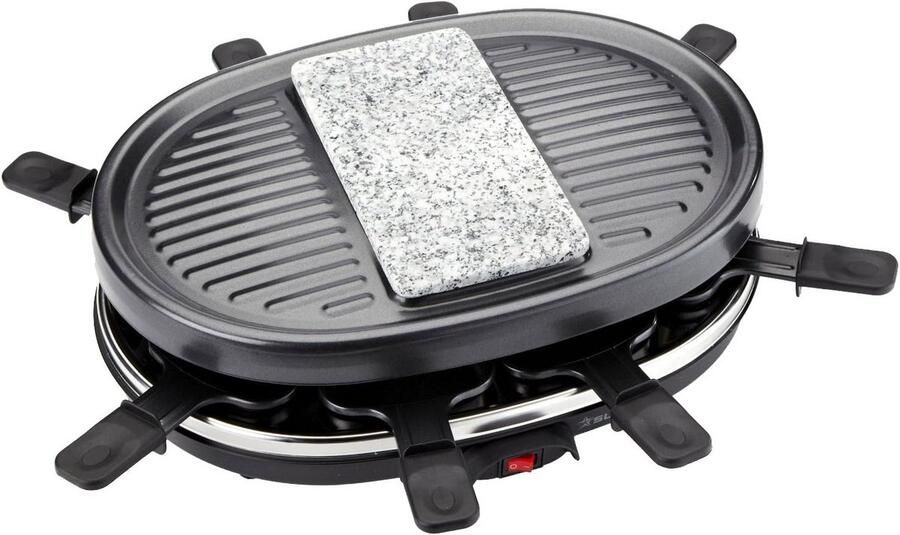 Raclette en Fondueset voor 8 Personen 2-in-1 Tafelgrill met Aluminium + Steenplaat