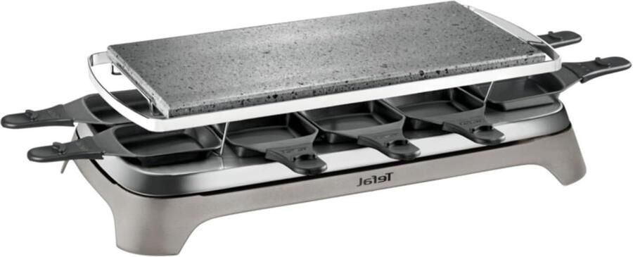Raclette & Pierrade Gourmetstel Gezellig tafelen Natuursteen bakplaat 10 personen Grijs