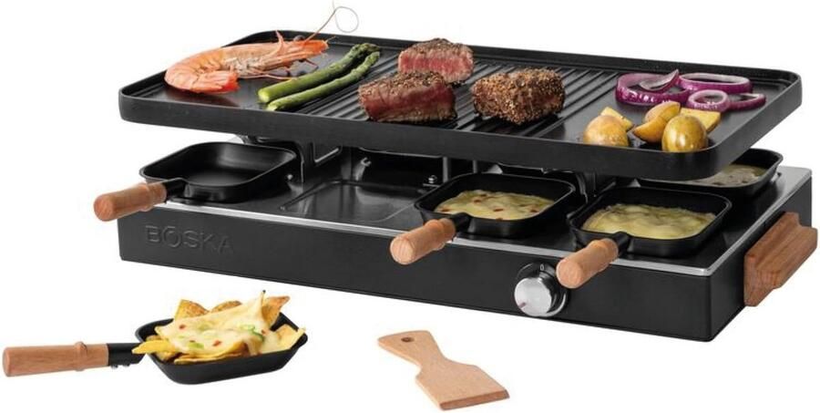 Raclette Gourmet Party Gourmetstel Bakplaat Gezellig Eten PFAS-vrije Keramische Plaat 57 x 30 x 18 cm