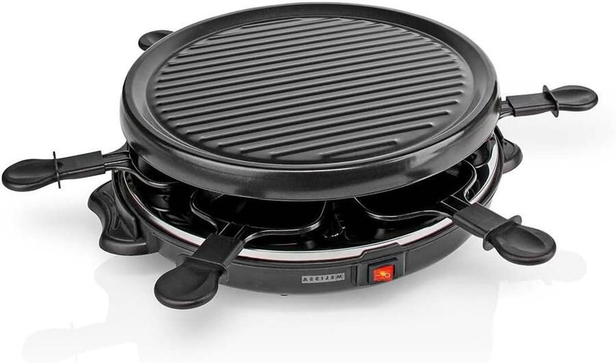Raclette Gourmet Tafelgrill Elektrische Grillplaat Gezellig Eten Antiaanbaklaag 29 cm Zwart