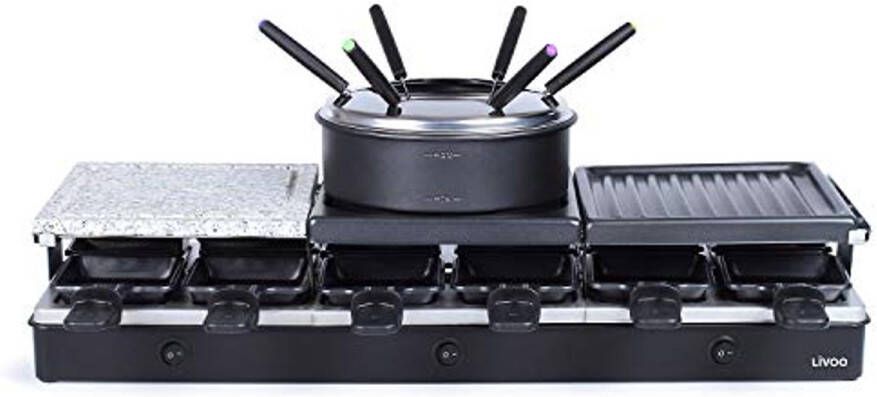 Raclette Grill 1650 W voor 12 Personen 2-in-1 Kampeermachine met Grill en Crêpeplaat