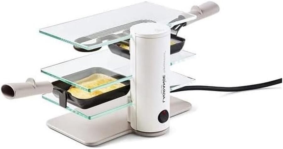 Raclette Grill Apparaat voor Kaas Gezellig Eten Transparant Glas 2 Personen Grijs