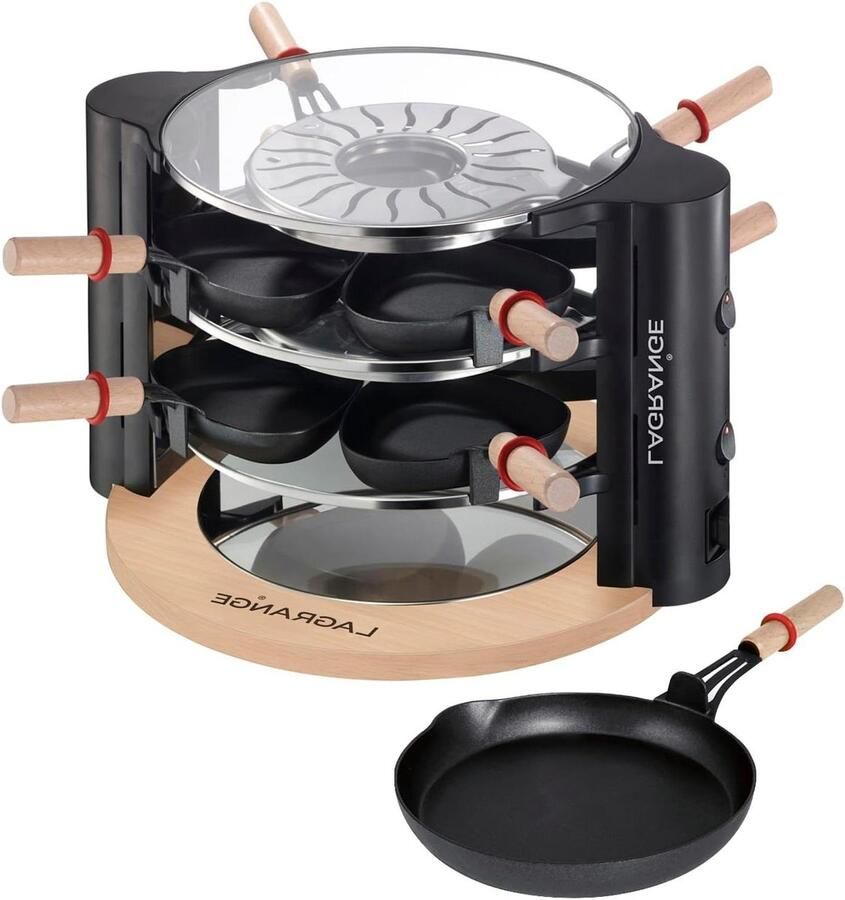 Raclette Grill Binnen Grill Gezellig Eten Dubbele Kookstanden 8 Pannetjes Licht Hout