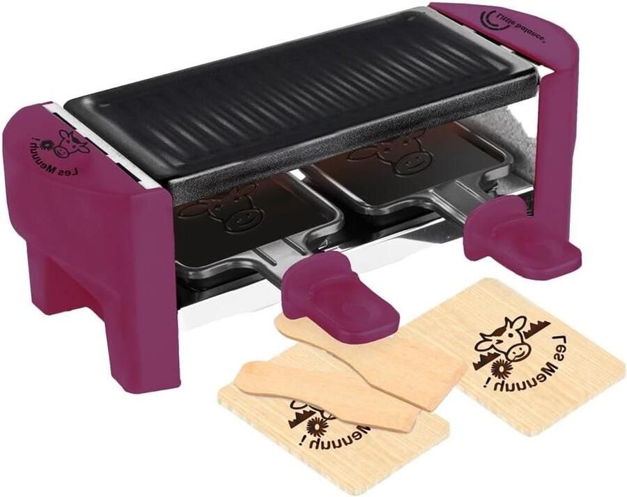 Raclette Grill Compact Apparaat Gezellig Tafelen Antiaanbaklaag Voor 2 Personen Pruim