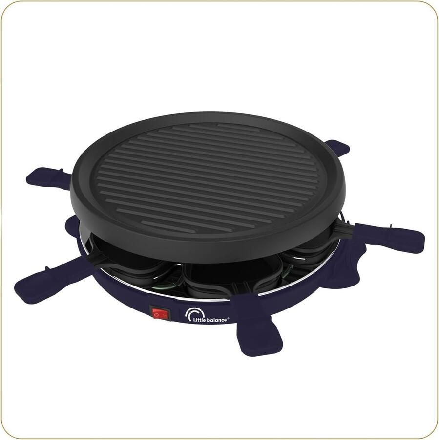 Raclette Grill Elektrisch Bakplaat Gezellig Tafelen PFAS-vrij Ø 30 cm Nachtblauw