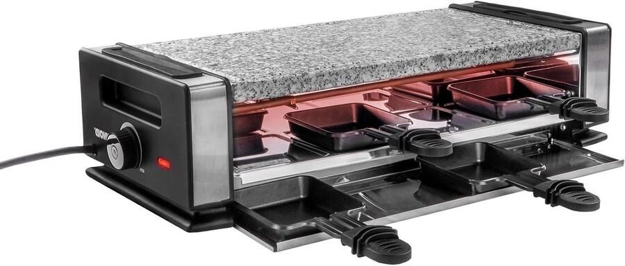 Raclette Grill Elektrisch Grillapparaat Gourmetstel Gezellige Avonden Dubbele Grillplaten voor 8 personen Roestvrij Staal