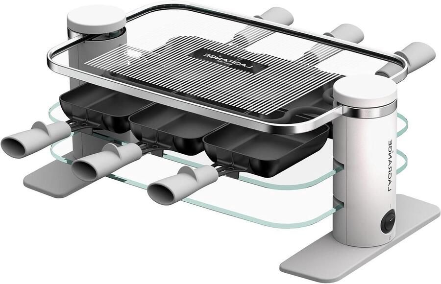 Raclette Grill Elektrisch Grillen Gezellig Eten Transparant Glas 6 personen Wit Grijs
