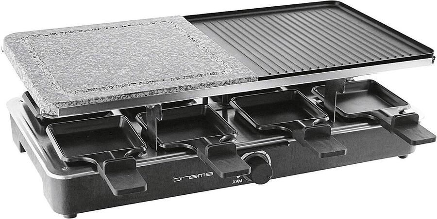 Raclette Grill Elektrisch Grillen Gourmetten Gezellig Eten Natuurstenen Plaat 45.7 x 22.8 cm Zwart