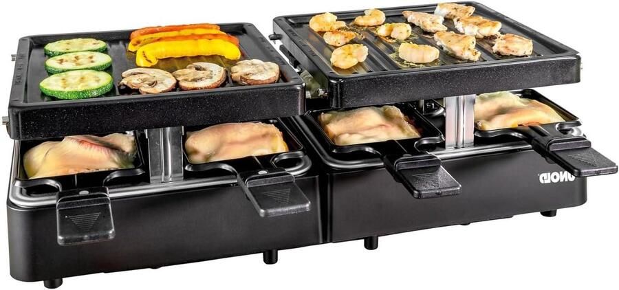 Raclette Grill Elektrisch Grillen Gourmetten Gezellig Eten Uittrekbaar Ontwerp 8 Personen Zwart