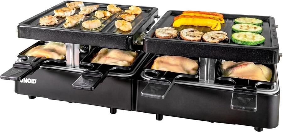 Raclette Grill Elektrisch Grillen Gourmetten Gezellig Eten Uittrekbaar Ontwerp 8 Personen Zwart