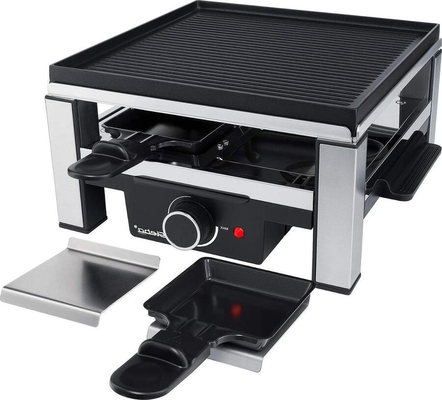 Raclette Grill Elektrisch Grillen Gourmetten Gezellige Avonden Antiaanbaklaag 25x25 cm Zwart
