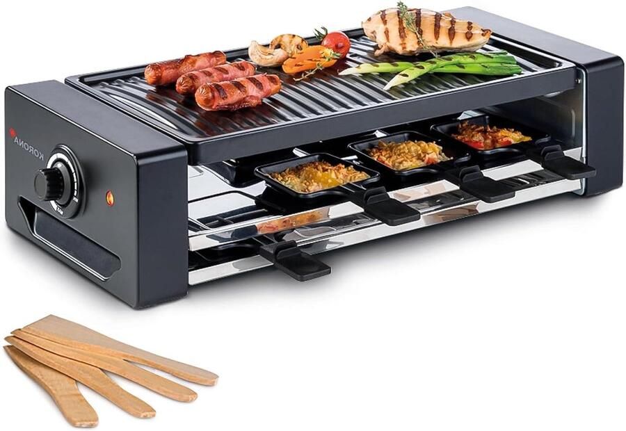 Raclette Grill Elektrische Grill Party Grill Gezellig Eten Extra Pannenplank 8 personen Zwart