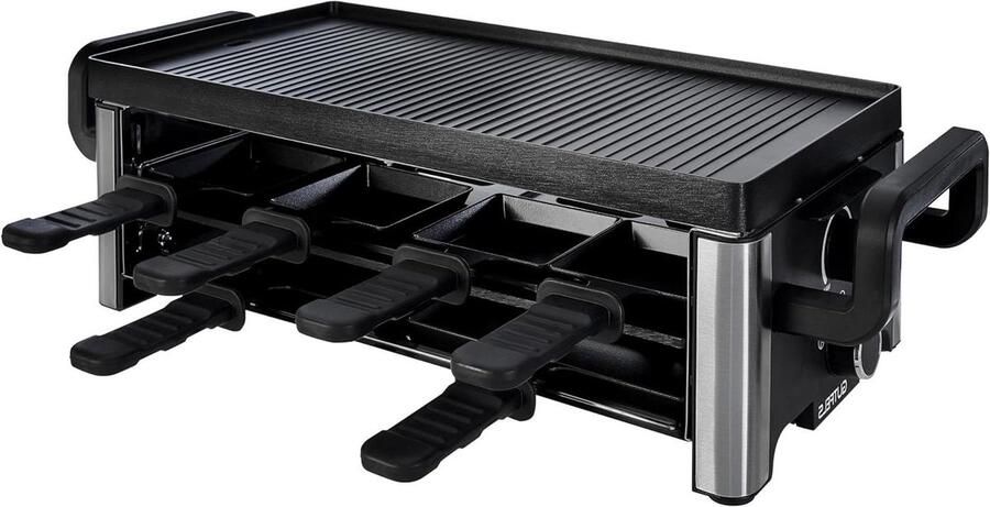 Raclette Grill Elektrische Pan Bakplaat Gezellig Eten 8 Pannetjes 2100 Watt Zilver