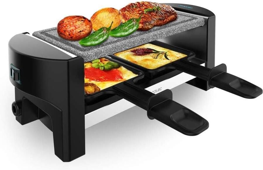 Raclette Grill Kaas Smelten Gezellig Eten Steen Bakplaat Compact Formaat Zwart