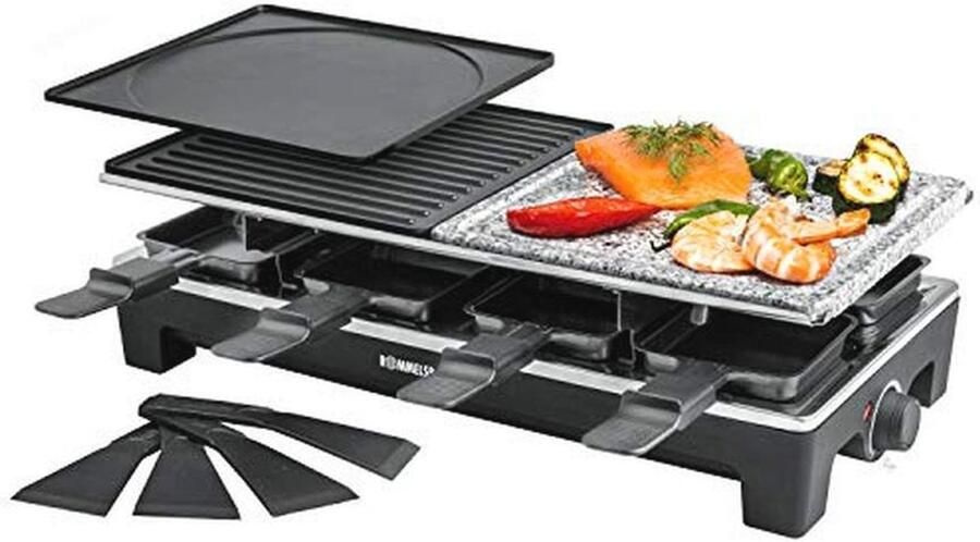 Raclette-grill met 3 combiplaten en traploze temperatuurregeling 1350 watt