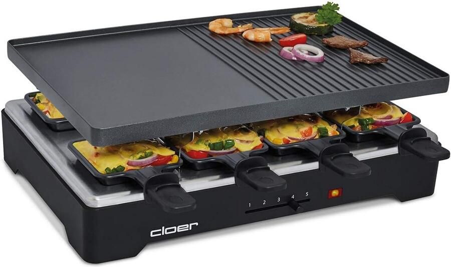 Raclette Grill met Omkeerbare Plaat voor 8 Personen 1200W