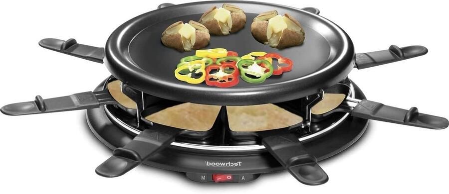 Raclette Grill Pannenkoekenpan Grill Gezellig Eten Antiaanbaklaag 8 Pannen Zwart