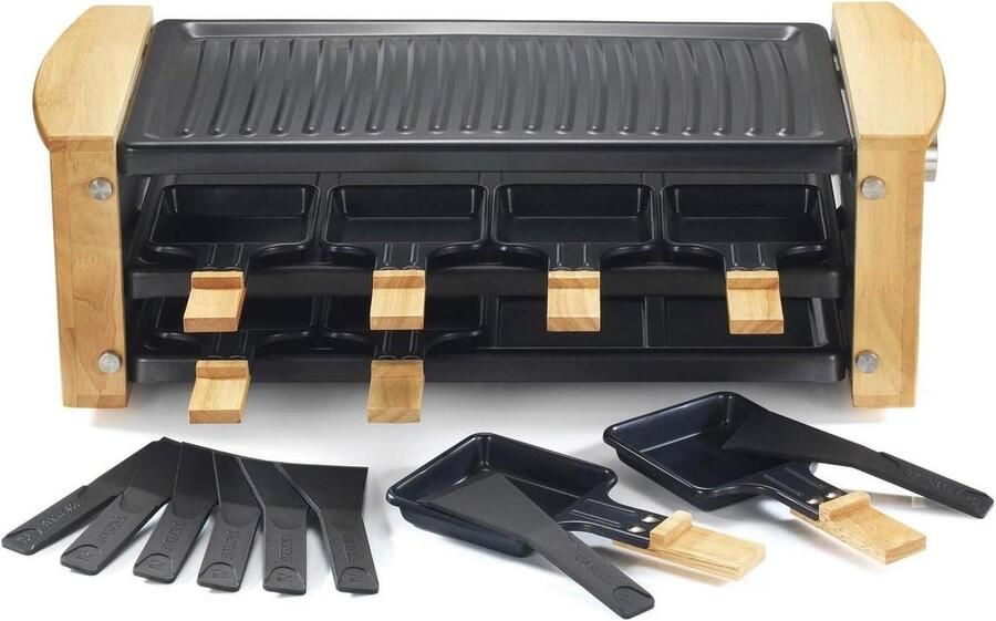 Raclette Grill Party Grill Gezellig Tafelen Houten Frame 8 Personen Houtkleurig