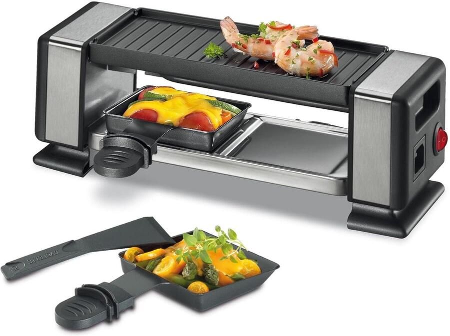 Raclette Grill Partygourmet Elektrisch Grillen Gezellig Tafelen Flexibel Uitbreidbaar 29 x 105 x 10 cm Grijs