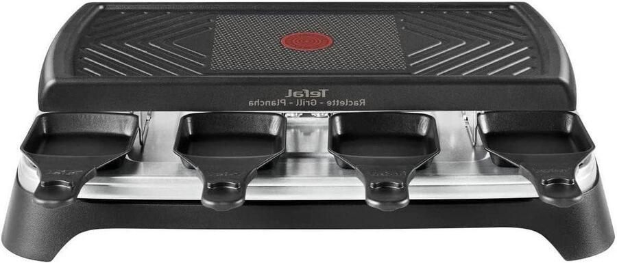 Raclette Grill Plancha Apparaat Gezellig Eten 3-in-1 Functie 8 Pannetjes Mat Zwart