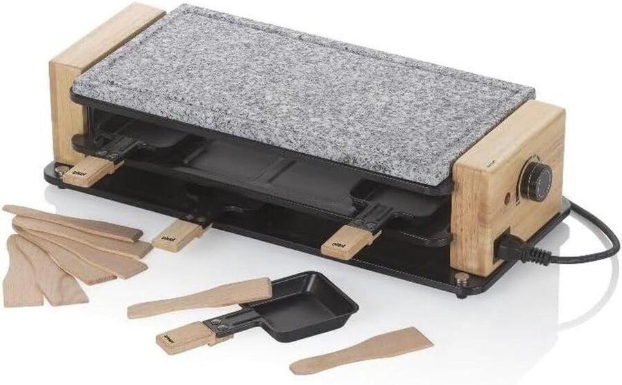 Raclette grill Steengrill tafelgrill Gezellig tafelen Natuurstenen plaat 8 personen Zwart