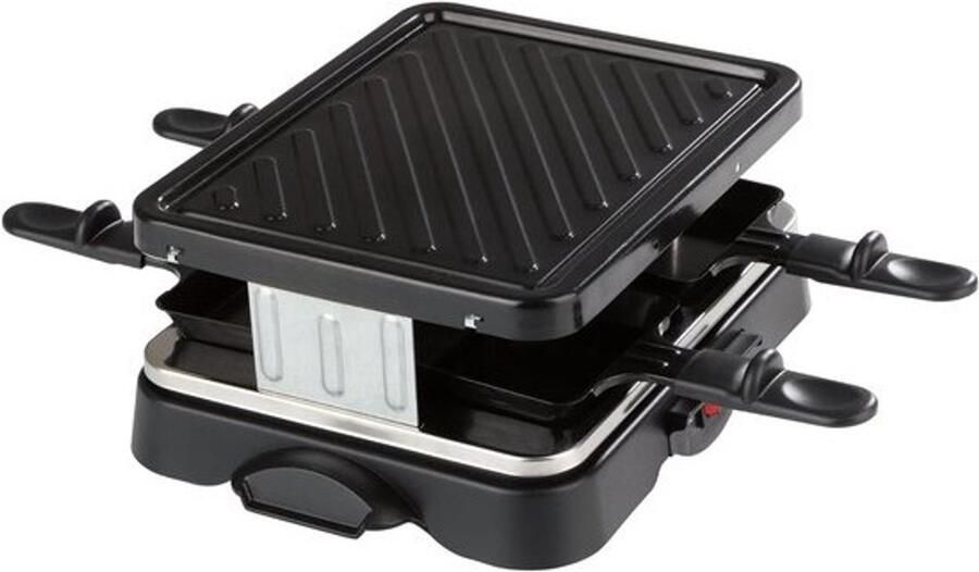 Raclette grill Tafelgrill Gezellige avonden Antiaanbaklaag 4 personen Zwart