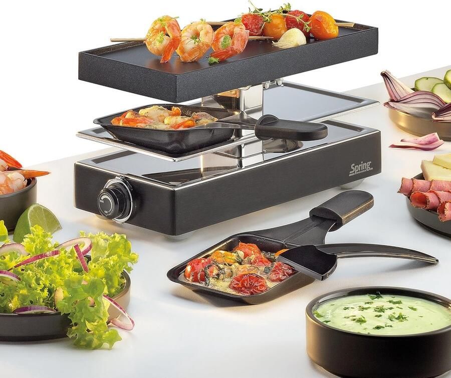 Raclette Grill Tafelgrill Gezellige Avonden Traploos Instelbaar 25.5 x 12.5 cm Zwart