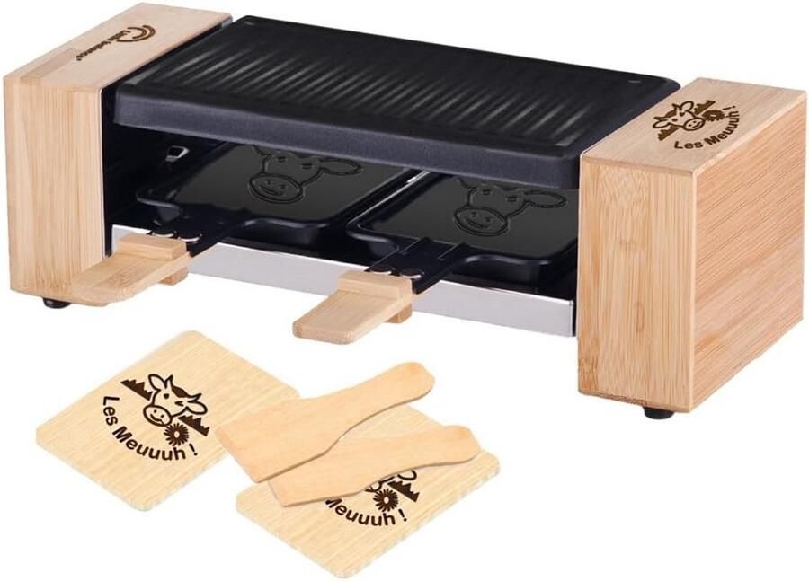 Raclette Grill voor 2 Personen met Afneembare Grill en Antiaanbaklaag