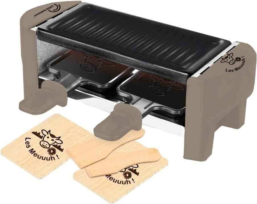 Mini Raclette Compact Grill Gezellig Tafelen Afneembare Grillplaat Voor 2 Personen Nootmuskaat