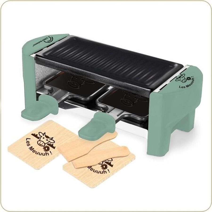 Raclette Grill voor 2 Personen met Afneembare Grill en Spatels PFAS Vrij