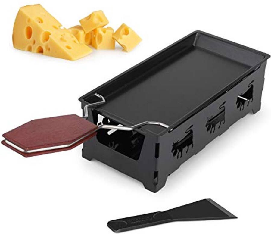 Raclette Grill voor 2 Personen met Antiaanbaklaag en Siliconen Spatel