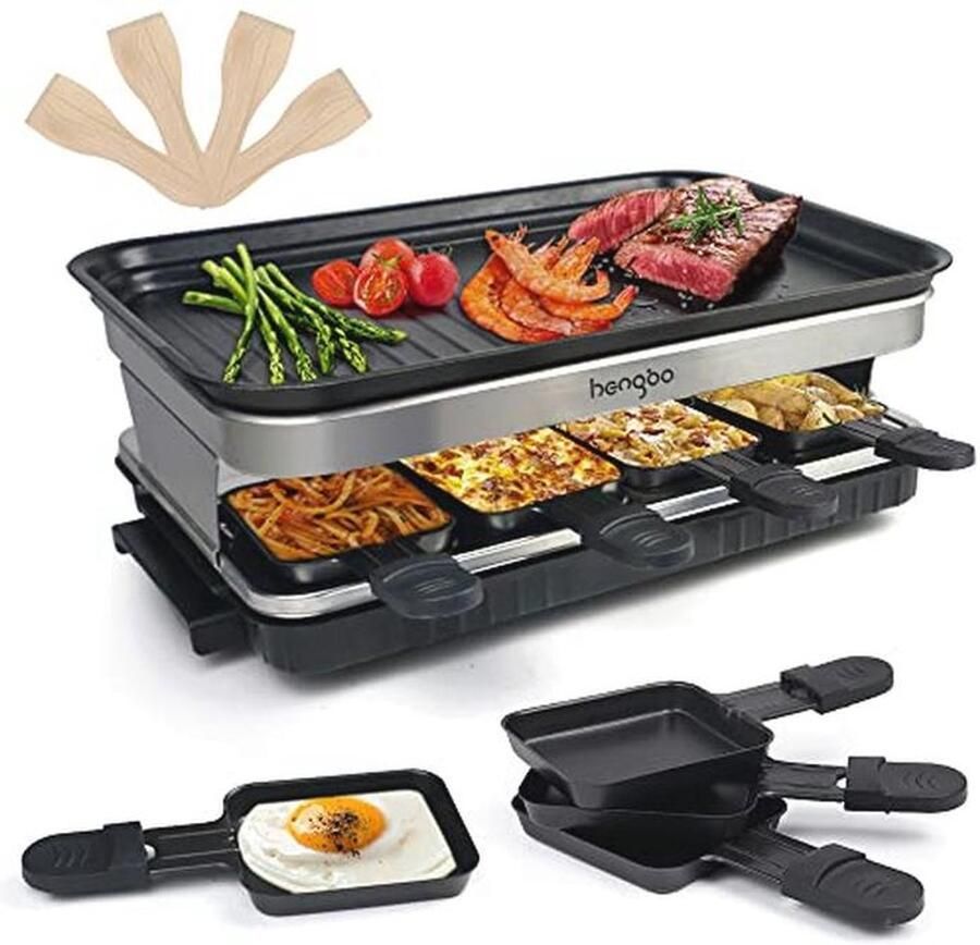 Raclette Grill voor 6-8 Personen met Antiaanbaklaag en Houten Spatels