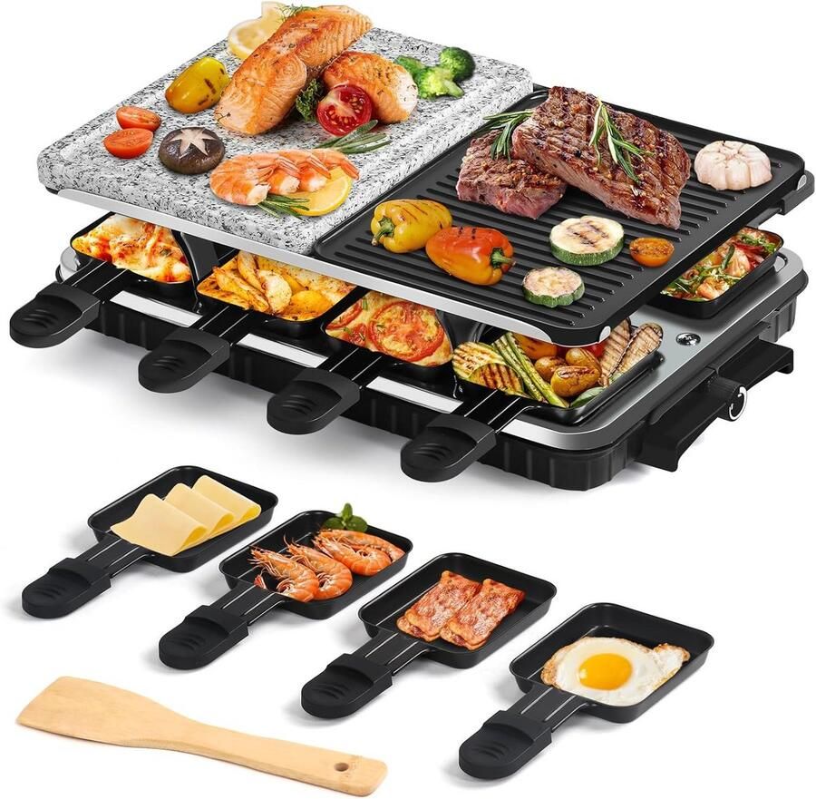 Raclette Grill voor 6 tot 10 personen met Natuursteen en Aluminium Grillplaat