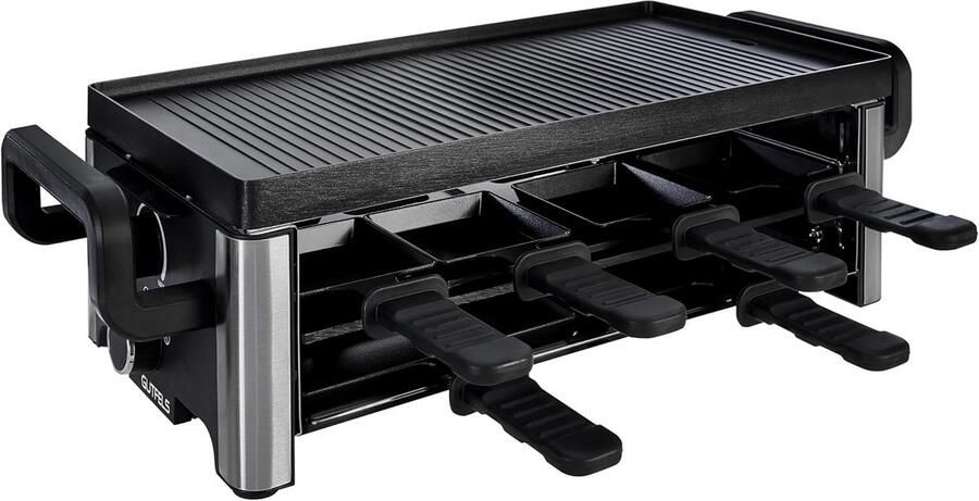 Raclette Grill voor 8 Personen 2100W Inclusief Pizzapannetjes en Antiaanbaklaag