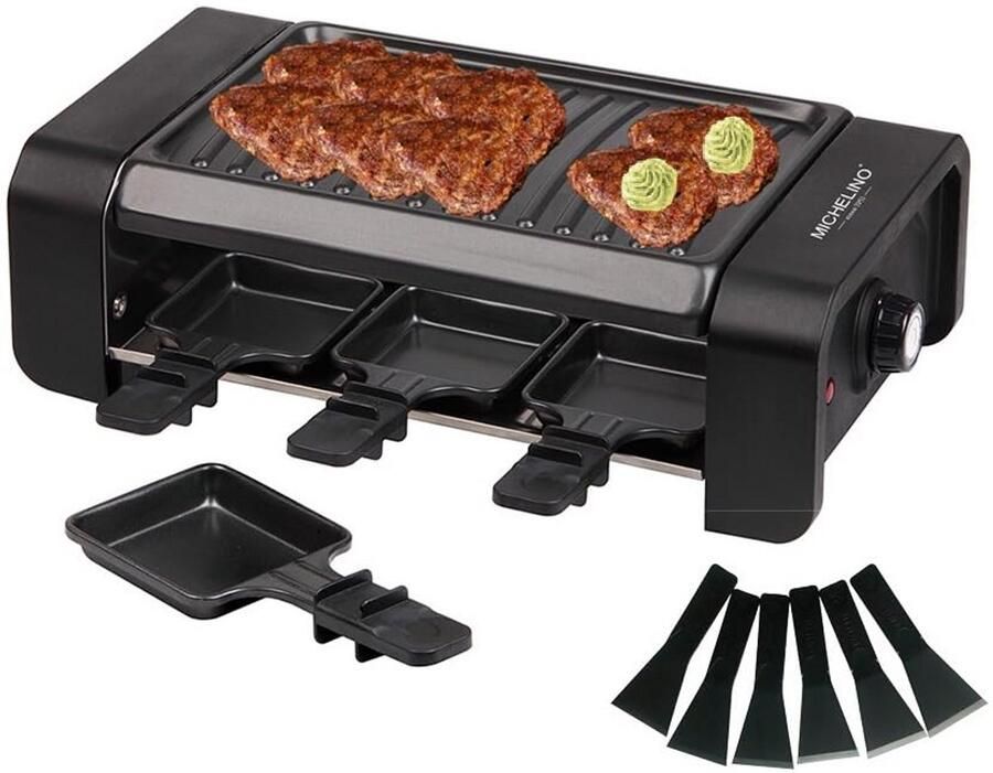 Raclette Grill voor Tafel Grillplaat met Antiaanbaklaag 6 Personen