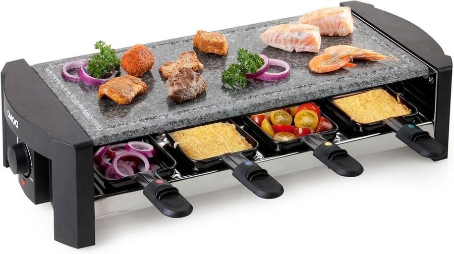 Raclette Grillsteen Elektrisch Grillen Gezellige Avonden Gepolijste Natuursteen 8 Personen Zilver